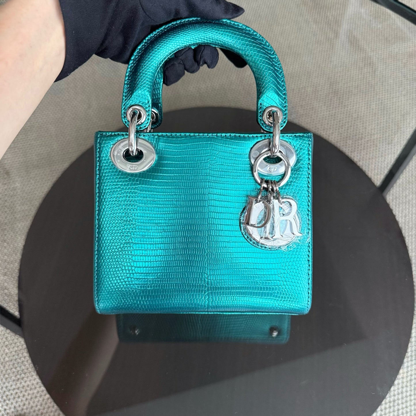 Kovancy Lady Mini - Couleur vert lézard exotique, finitions argentées