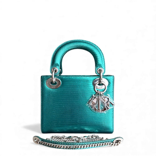 Kovancy Lady Mini - Couleur vert lézard exotique, finitions argentées