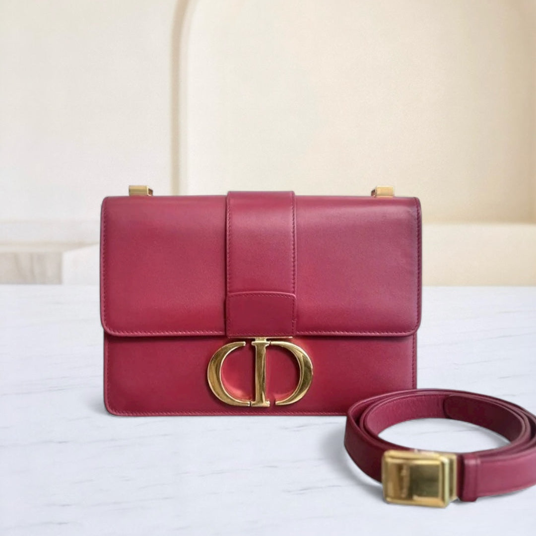 Kovancy 30 Montaigne - Sac bandoulière moyen en cuir de veau rouge GHW