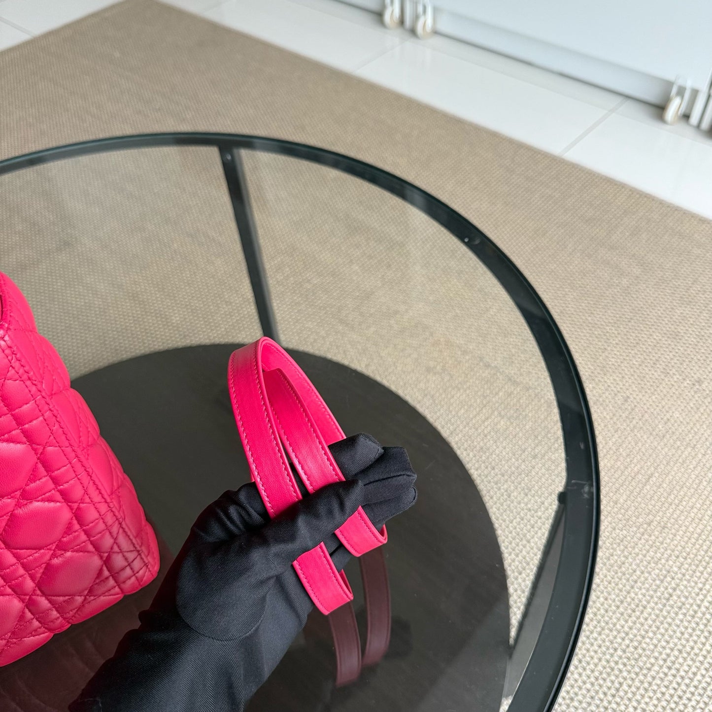 Kovancy Lady Moyen - Cuir d'agneau Cannage rouge et matériel argenté