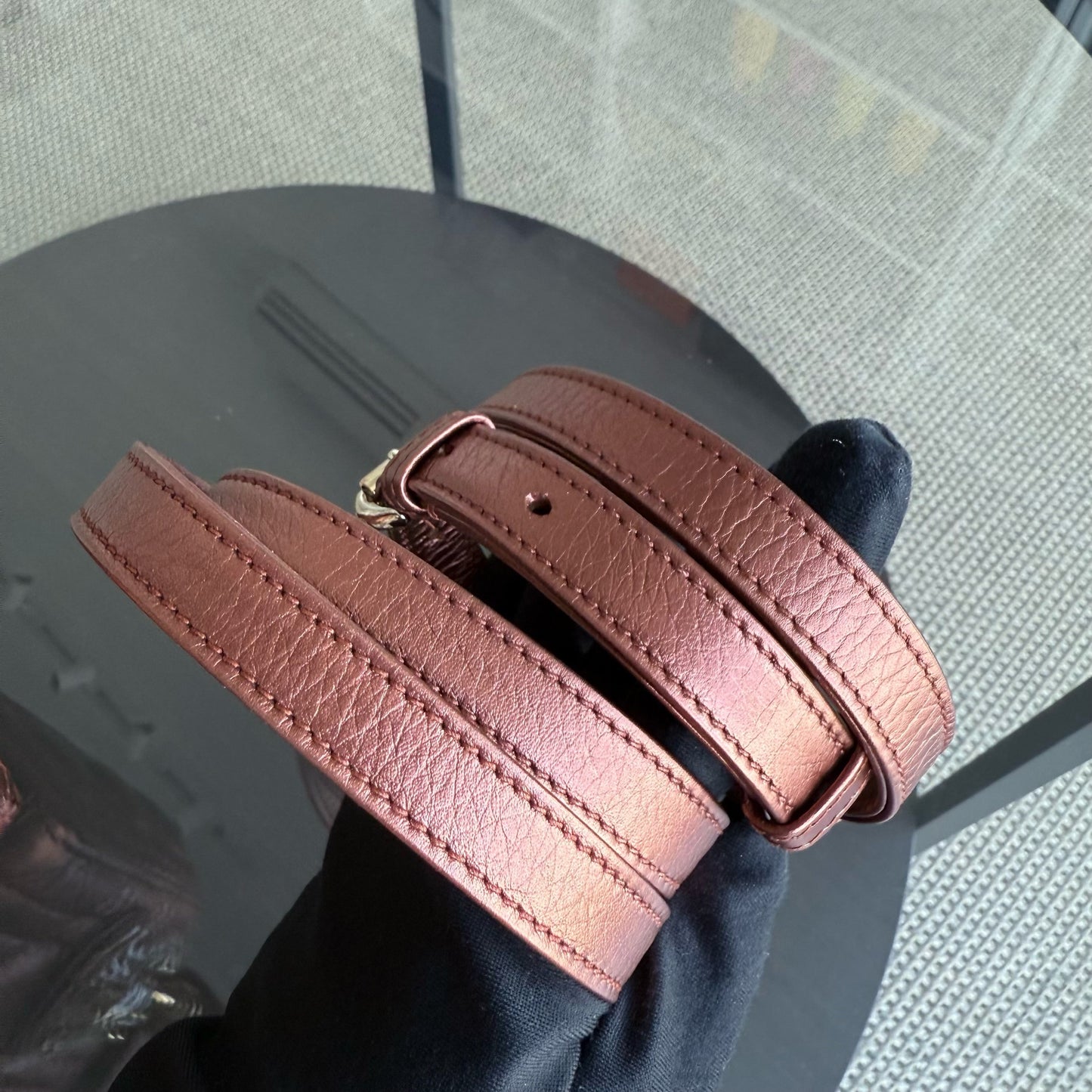 Kovancy Lady Mini - Bandoulière réglable en cuir de veau Cannage marron et matériel doré