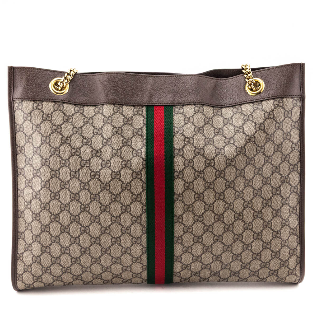 Kovancy Beige GG Supreme Monogram Large Rajah Chain Tote