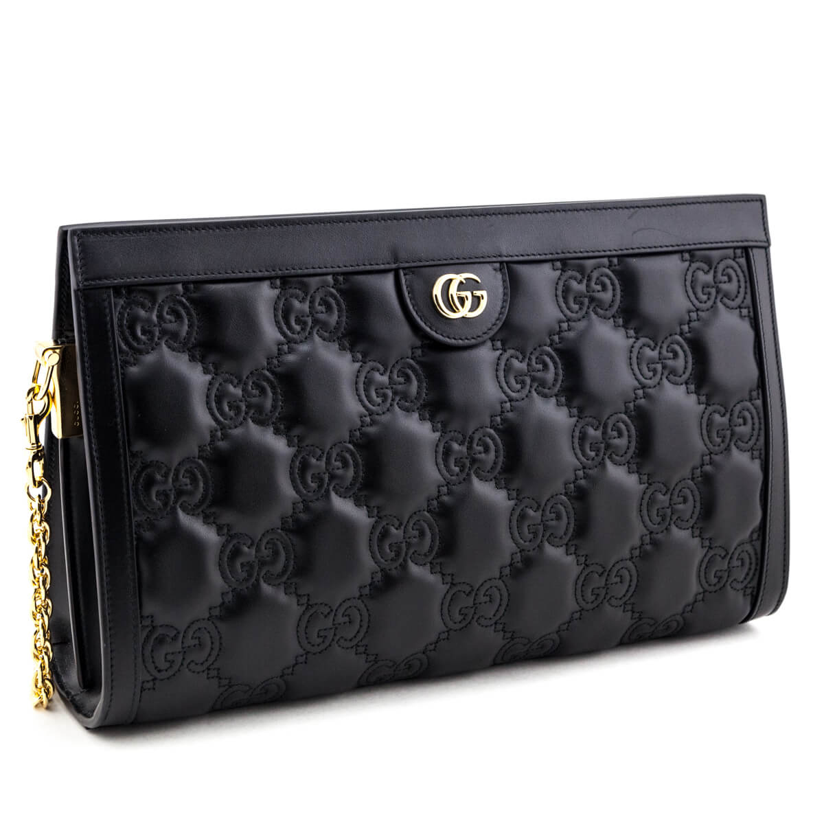 Kovancy Black Calfskin GG Matelasse Medium Slim Chain Shoulder Bag