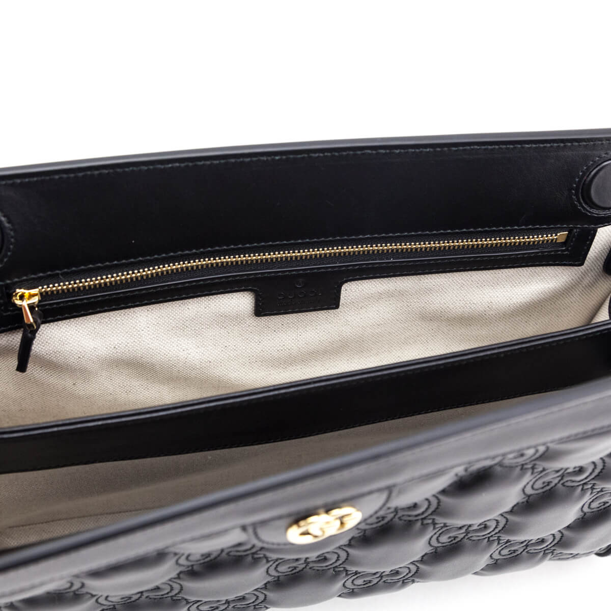 Kovancy Black Calfskin GG Matelasse Medium Slim Chain Shoulder Bag