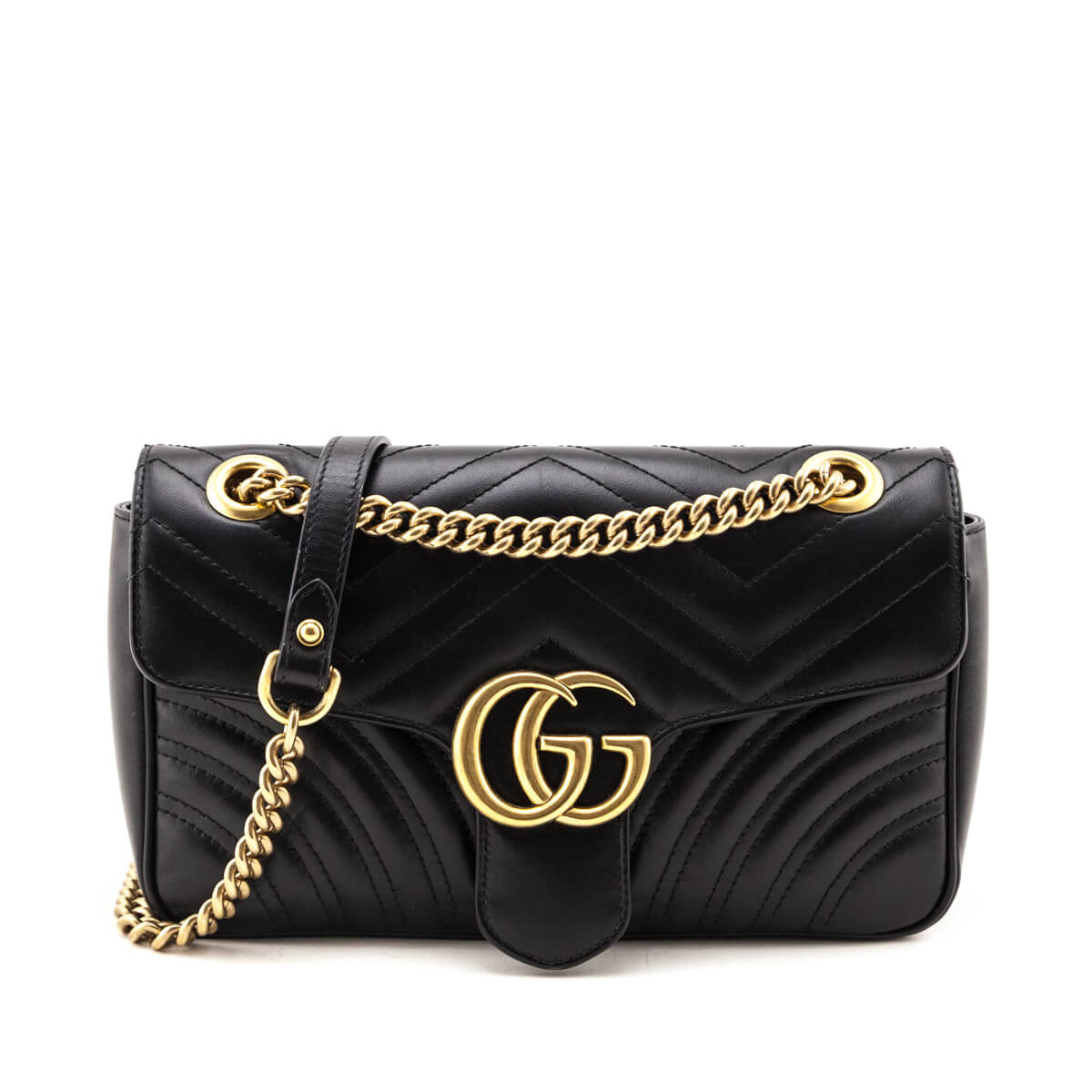 Kovancy Black Calfskin Matelasse Small GG Marmont Shoulder Bag