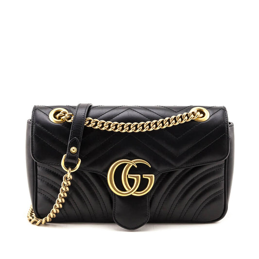 Kovancy Black Calfskin Matelasse Small GG Marmont Shoulder Bag