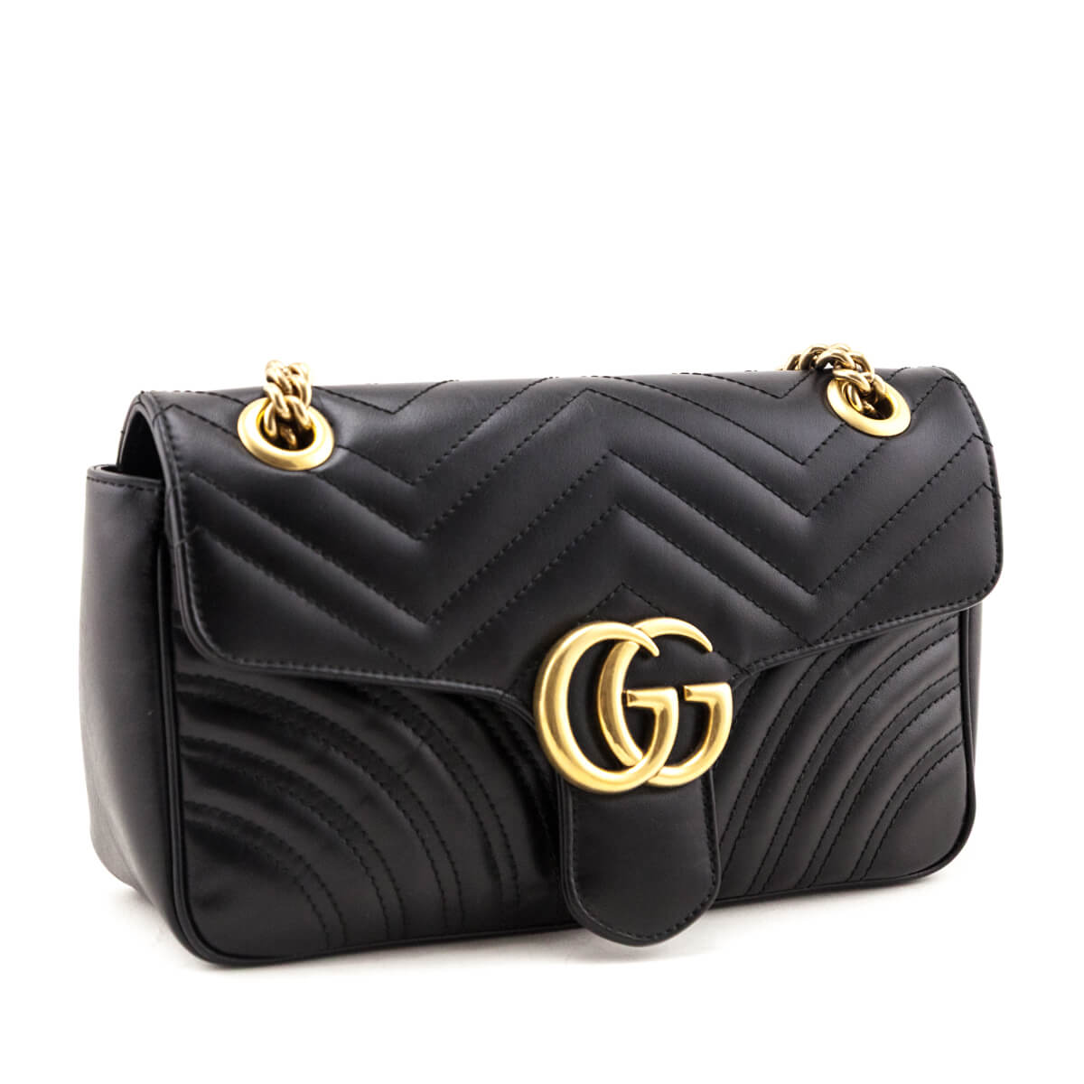 Kovancy Black Calfskin Matelasse Small GG Marmont Shoulder Bag