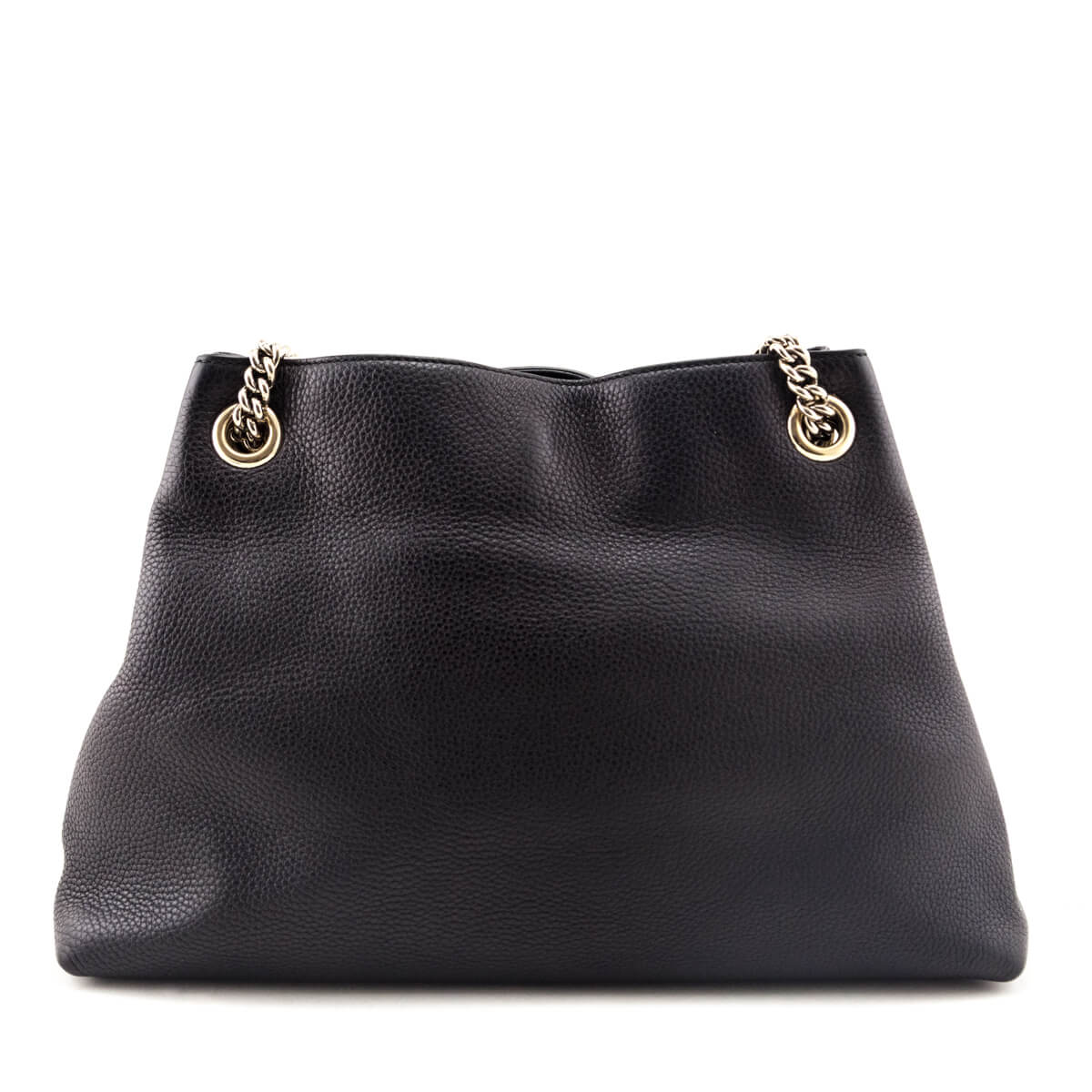 Kovancy Black Pebbled Calfskin Medium Soho Chain Shoulder Bag