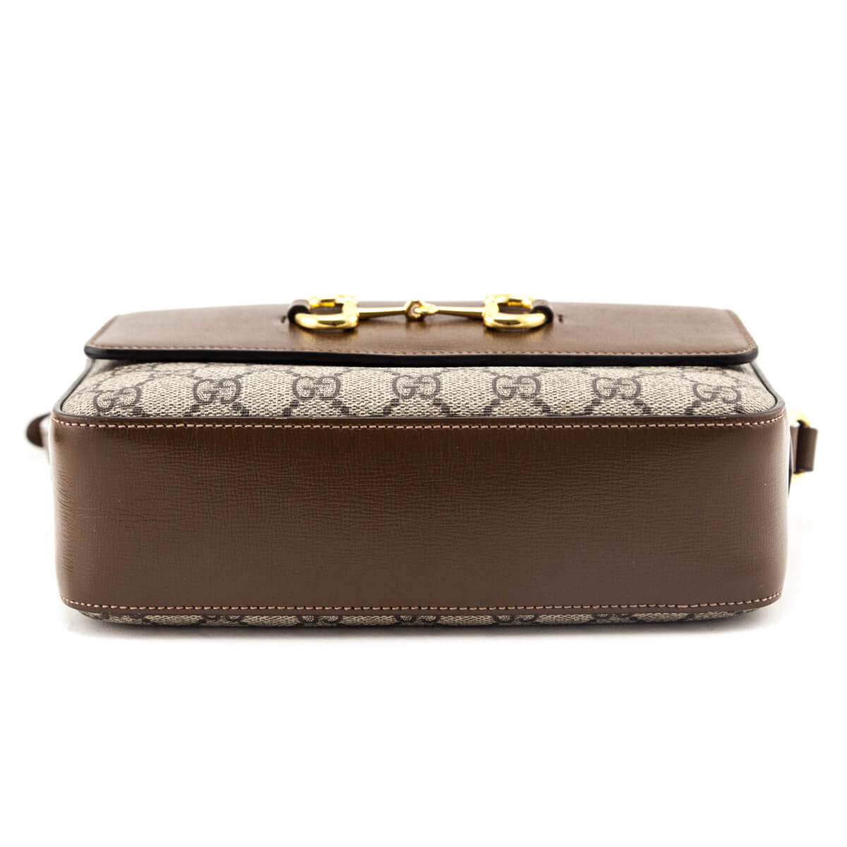 Kovancy Brown GG Supreme Monogram Small Horsebit 1955 Shoulder Bag