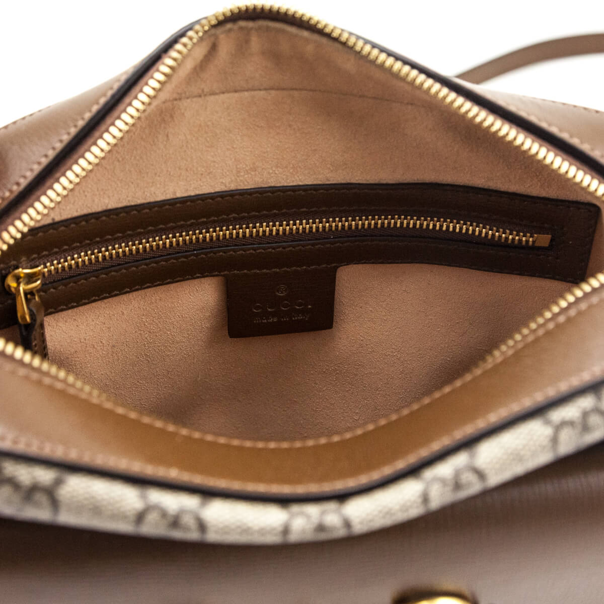 Kovancy Brown GG Supreme Monogram Small Horsebit 1955 Shoulder Bag