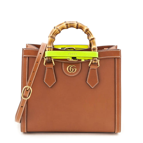 Kovancy Cuir & Yellow Fluo Wonka Grain Calfskin Medium Diana Tote Bag