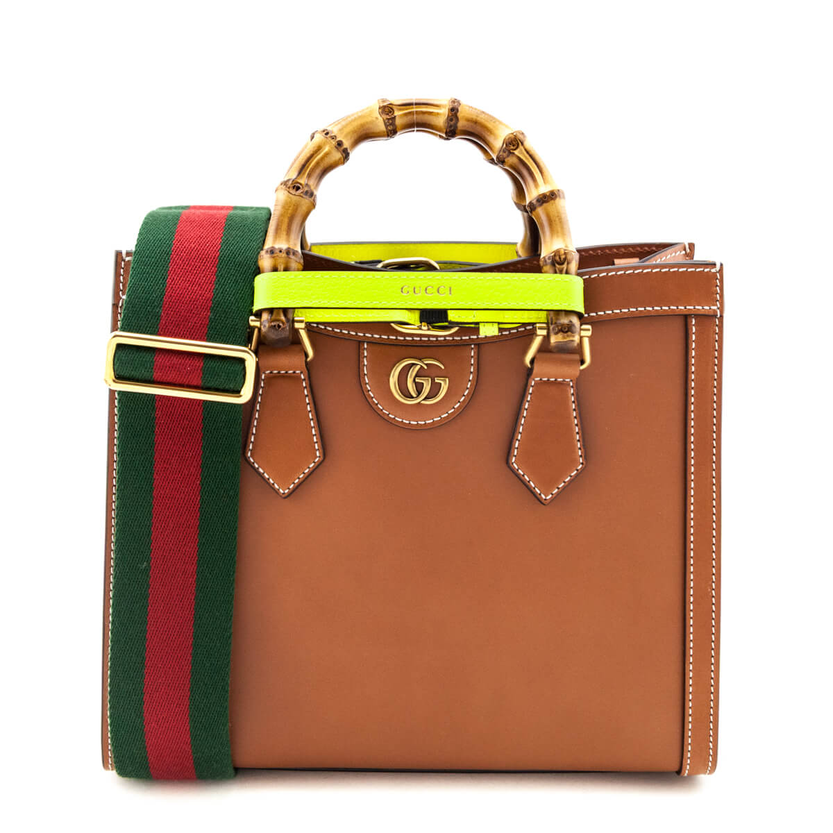 Kovancy Cuir & Yellow Fluo Wonka Grain Calfskin Medium Diana Tote Bag