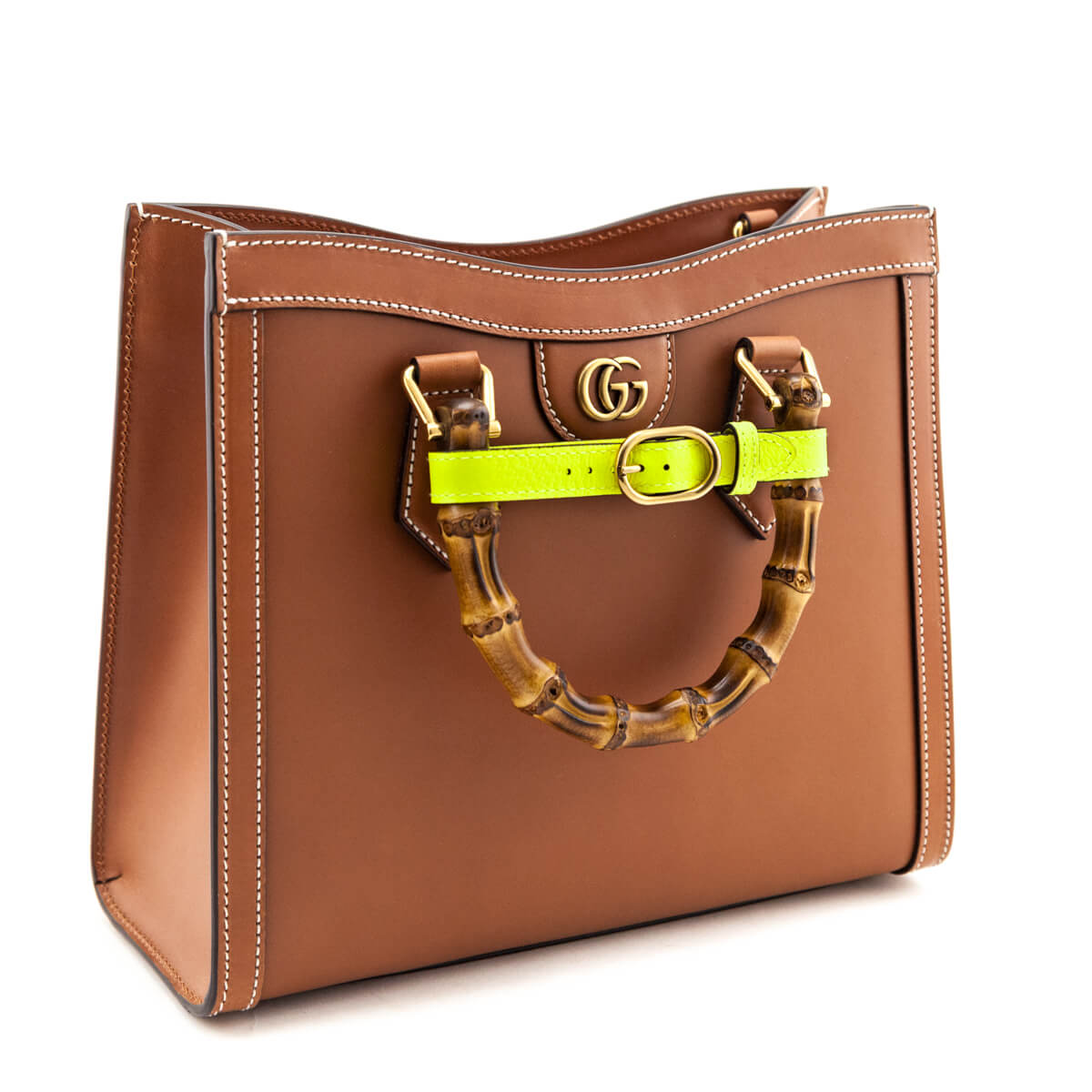Kovancy Cuir & Yellow Fluo Wonka Grain Calfskin Medium Diana Tote Bag