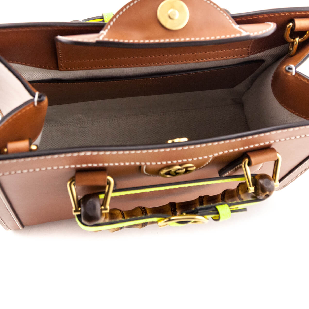 Kovancy Cuir & Yellow Fluo Wonka Grain Calfskin Medium Diana Tote Bag