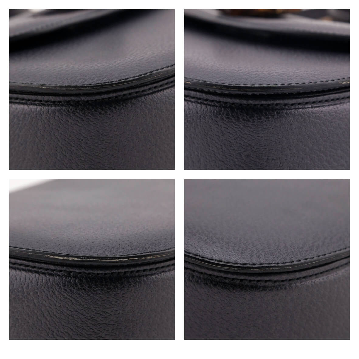 Kovancy Gray Grained Calfskin Bamboo Top Handle Bag