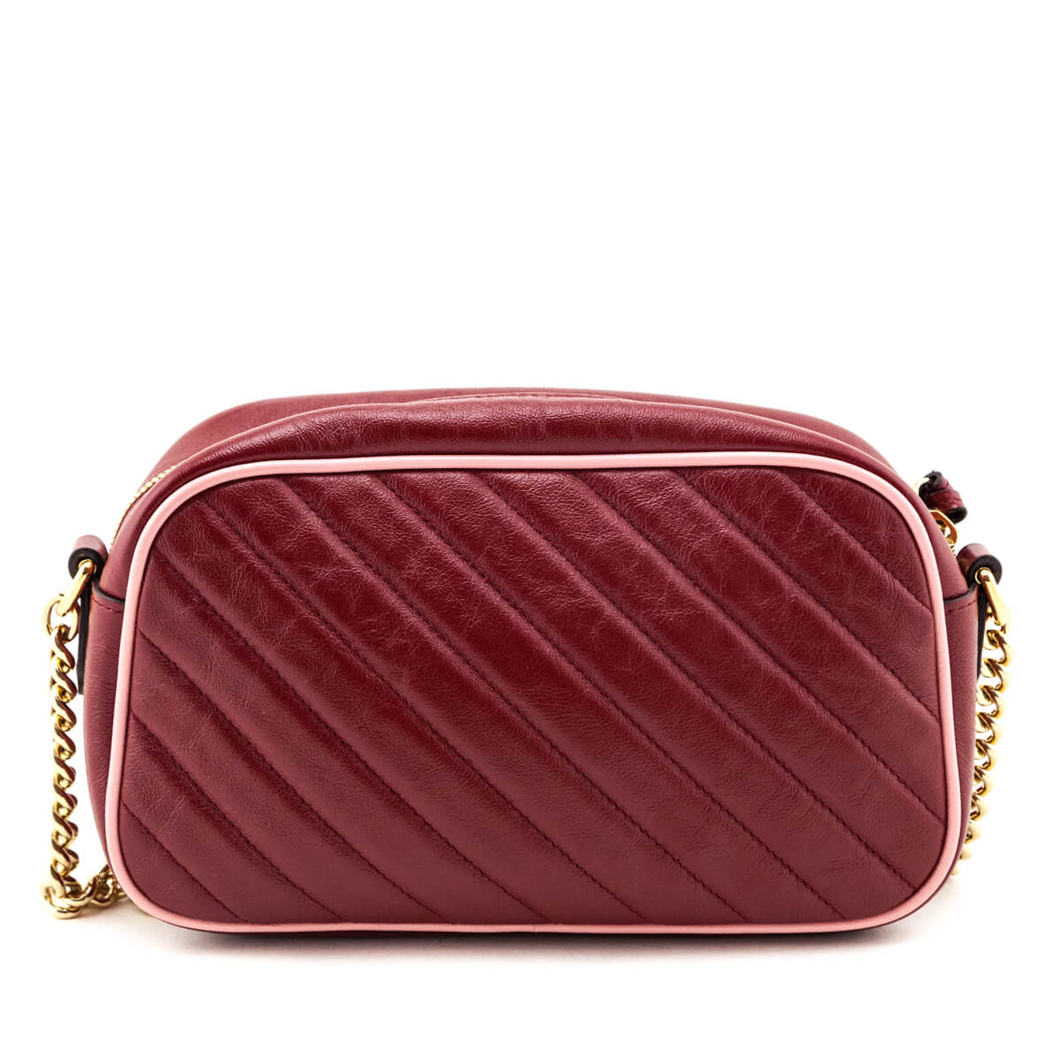 Kovancy New Cherry & Wild Rose Matelasse Diagonal Small Torchon GG Marmont Chain Shoulder Bag