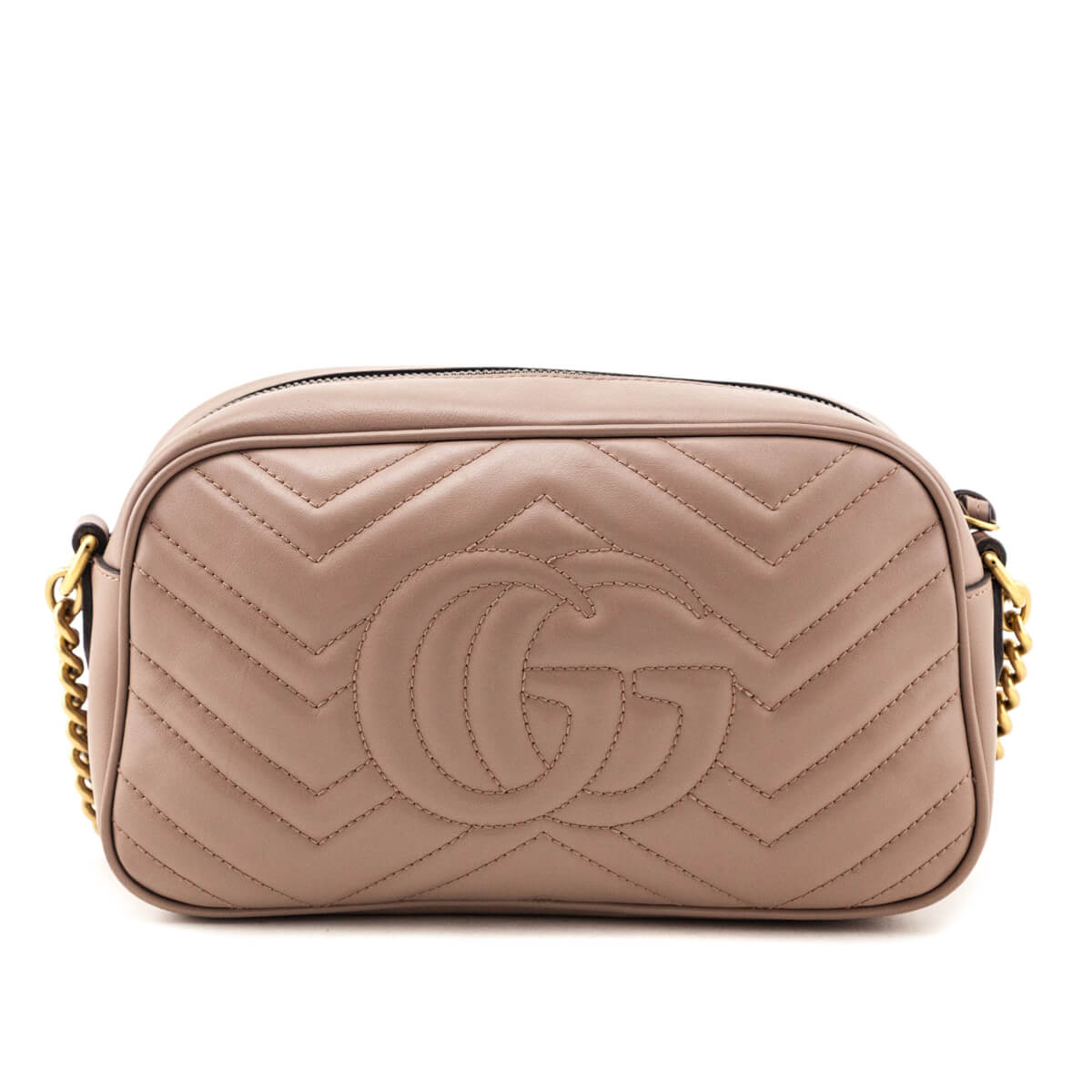 Kovancy Porcelain Rose Calfskin Matelasse Small GG Marmont Chain Shoulder Bag