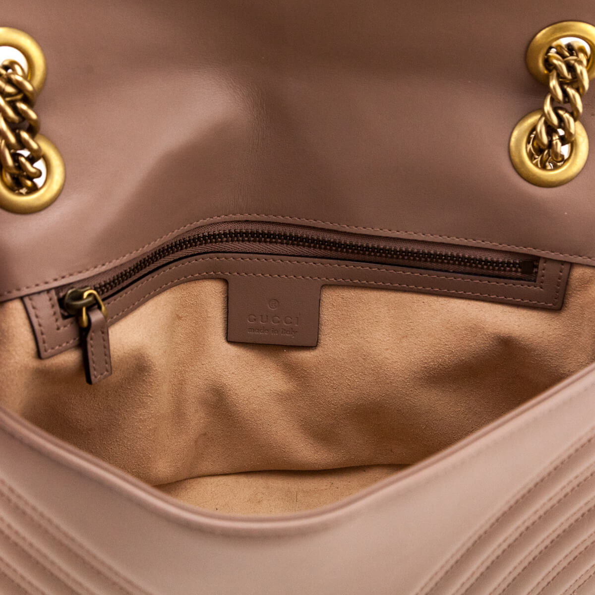 Kovancy Porcelain Rose Calfskin Matelasse Small GG Marmont Shoulder Bag