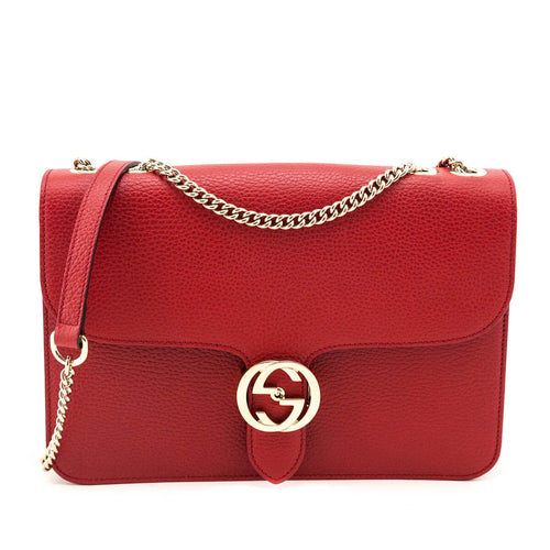 Kovancy Red Dollar Calfskin Interlocking G Shoulder Bag