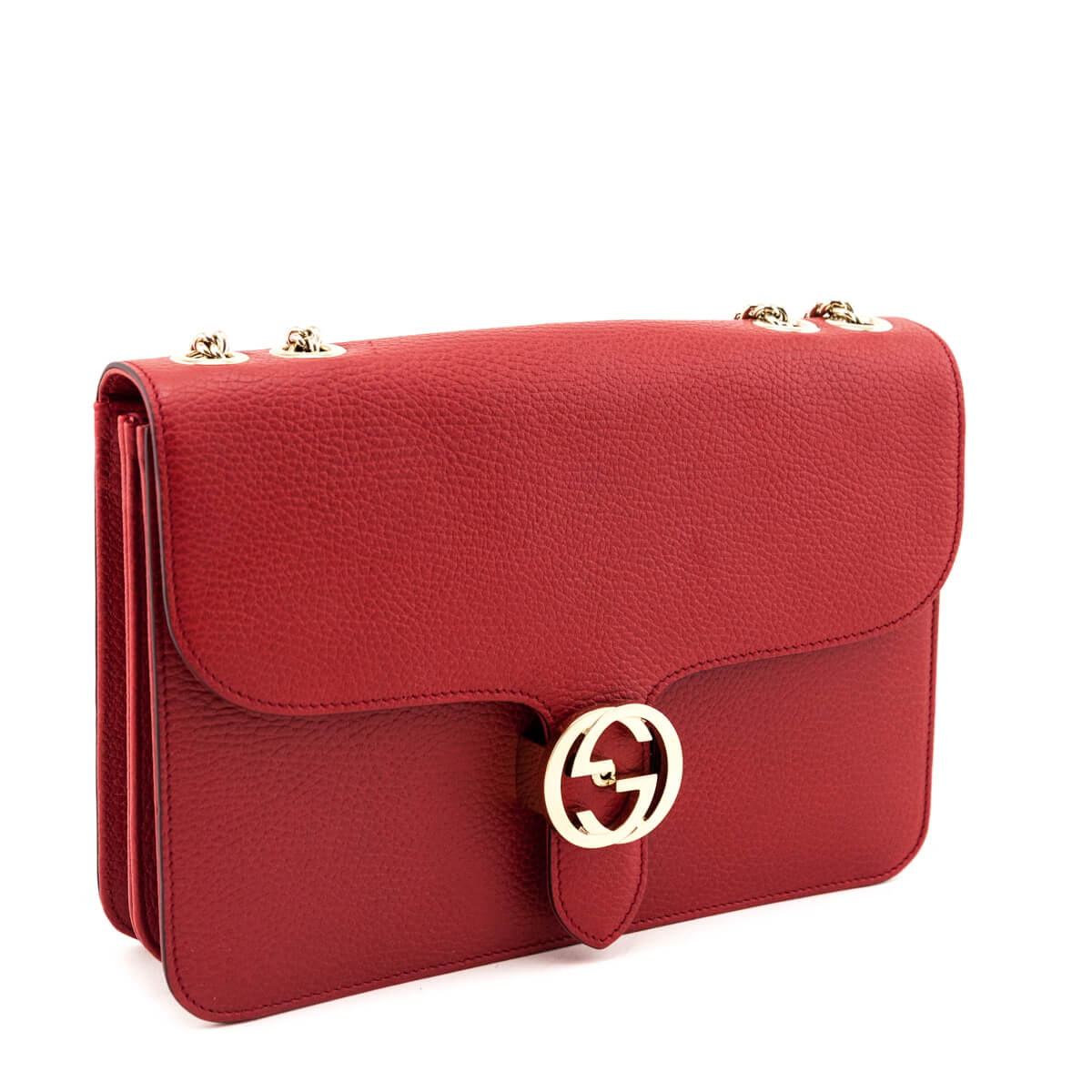 Kovancy Red Dollar Calfskin Interlocking G Shoulder Bag