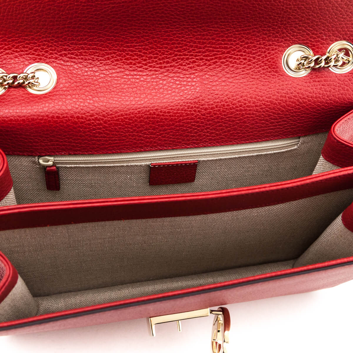 Kovancy Red Dollar Calfskin Interlocking G Shoulder Bag