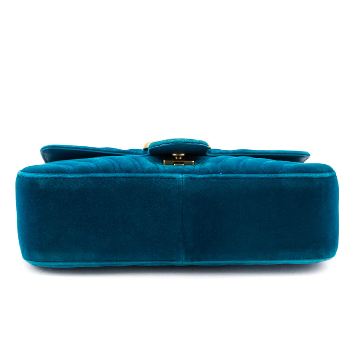 Kovancy Teal Velvet Matelasse Small GG Marmont Shoulder Bag