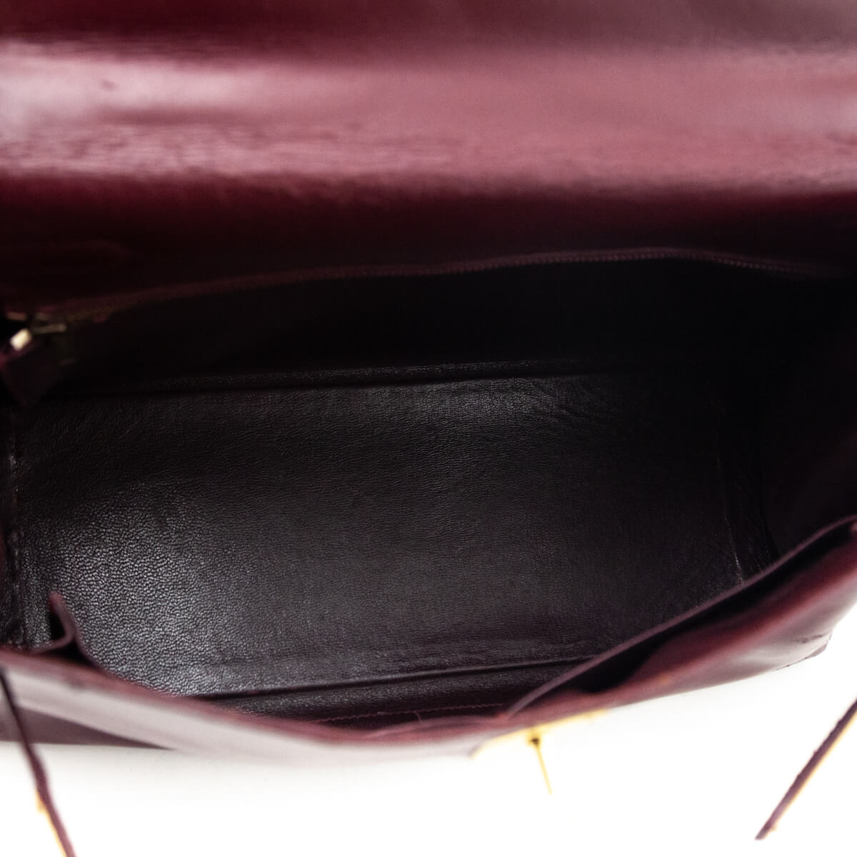 Hermès Burgundy Box Vintage Kelly 32 Retourne