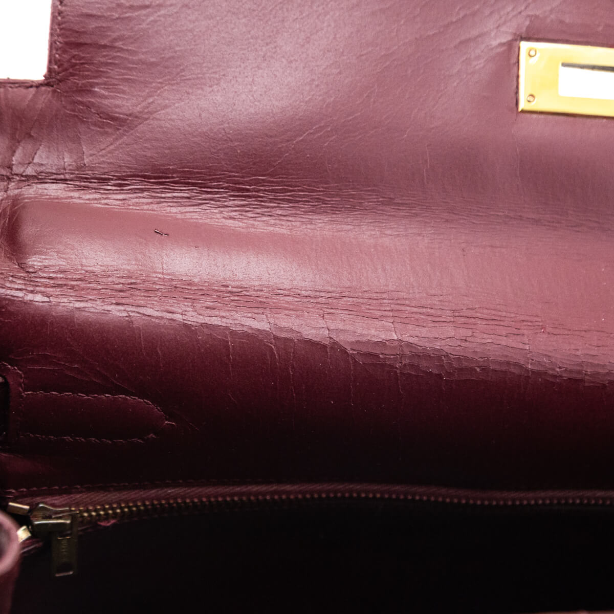 Hermès Burgundy Box Vintage Kelly 32 Retourne
