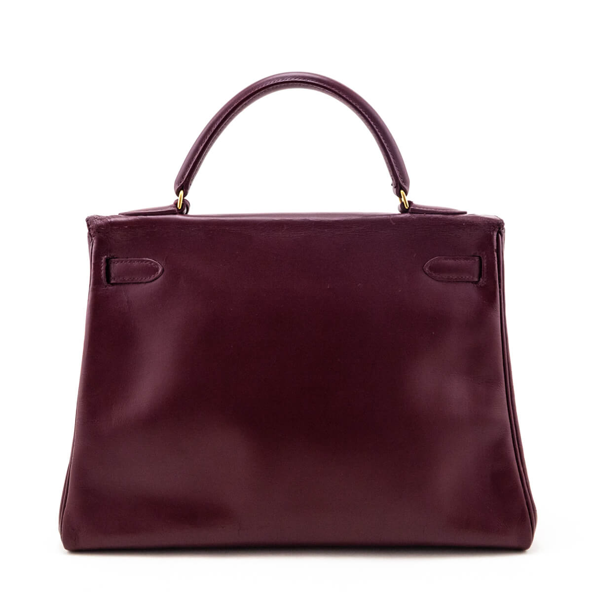 Hermès Burgundy Box Vintage Kelly 32 Retourne