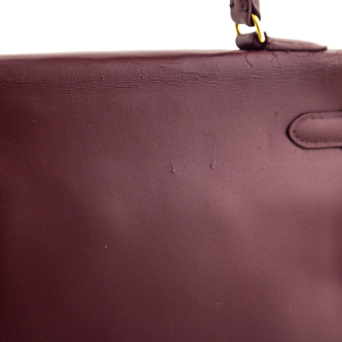 Hermès Burgundy Box Vintage Kelly 32 Retourne