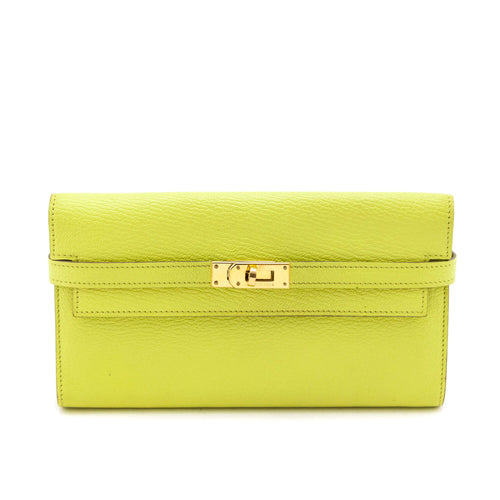 Kovancy Lime Chevre Mysore Kelly Longue Wallet
