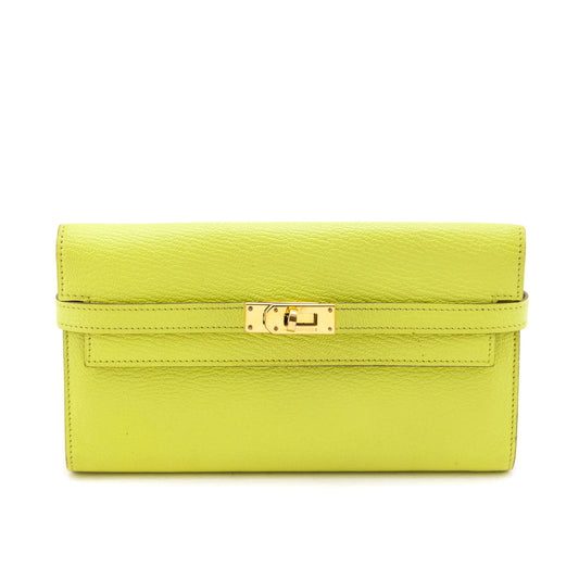 Kovancy Lime Chevre Mysore Kelly Longue Wallet