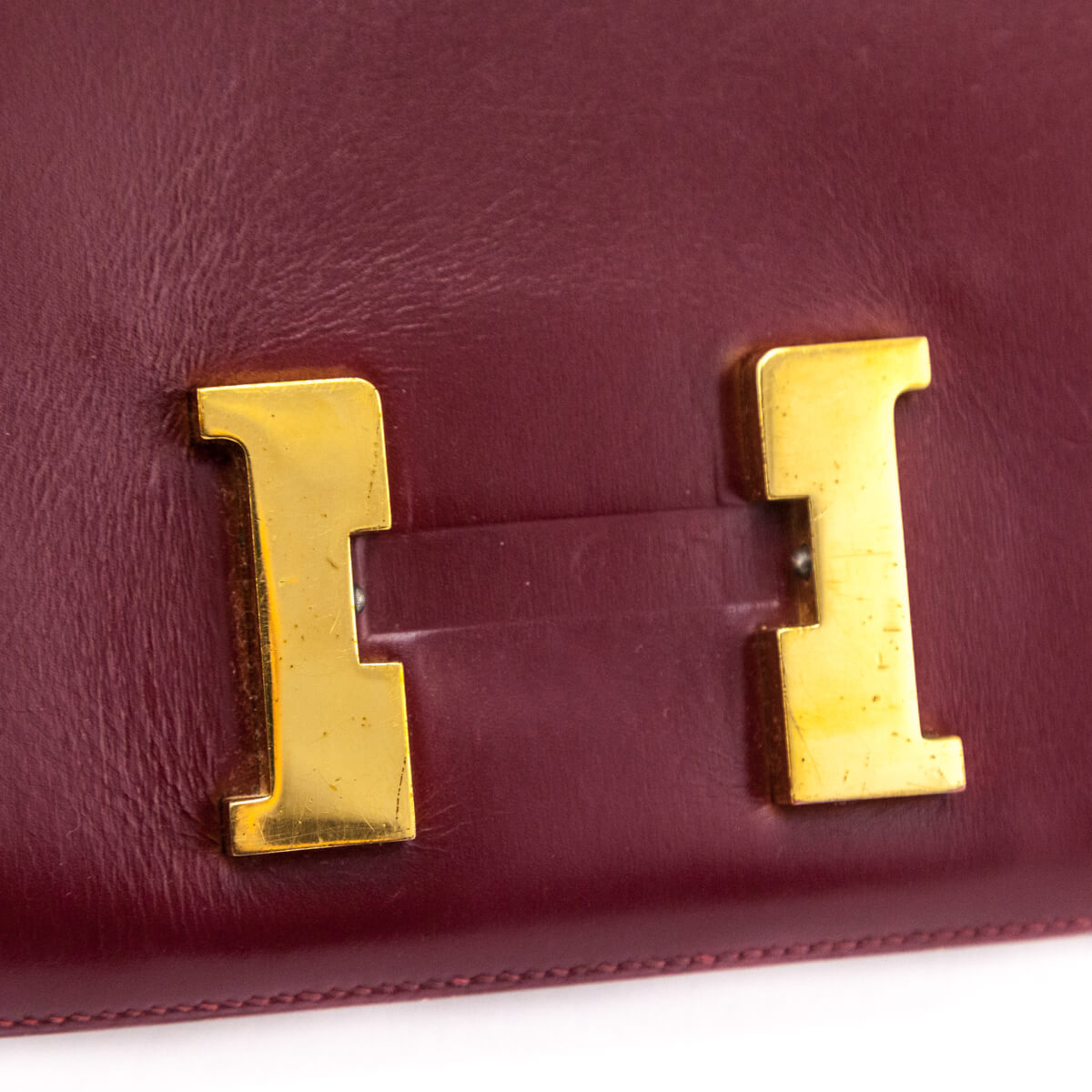 Hermès Red H Box Calf Vintage Constance 23