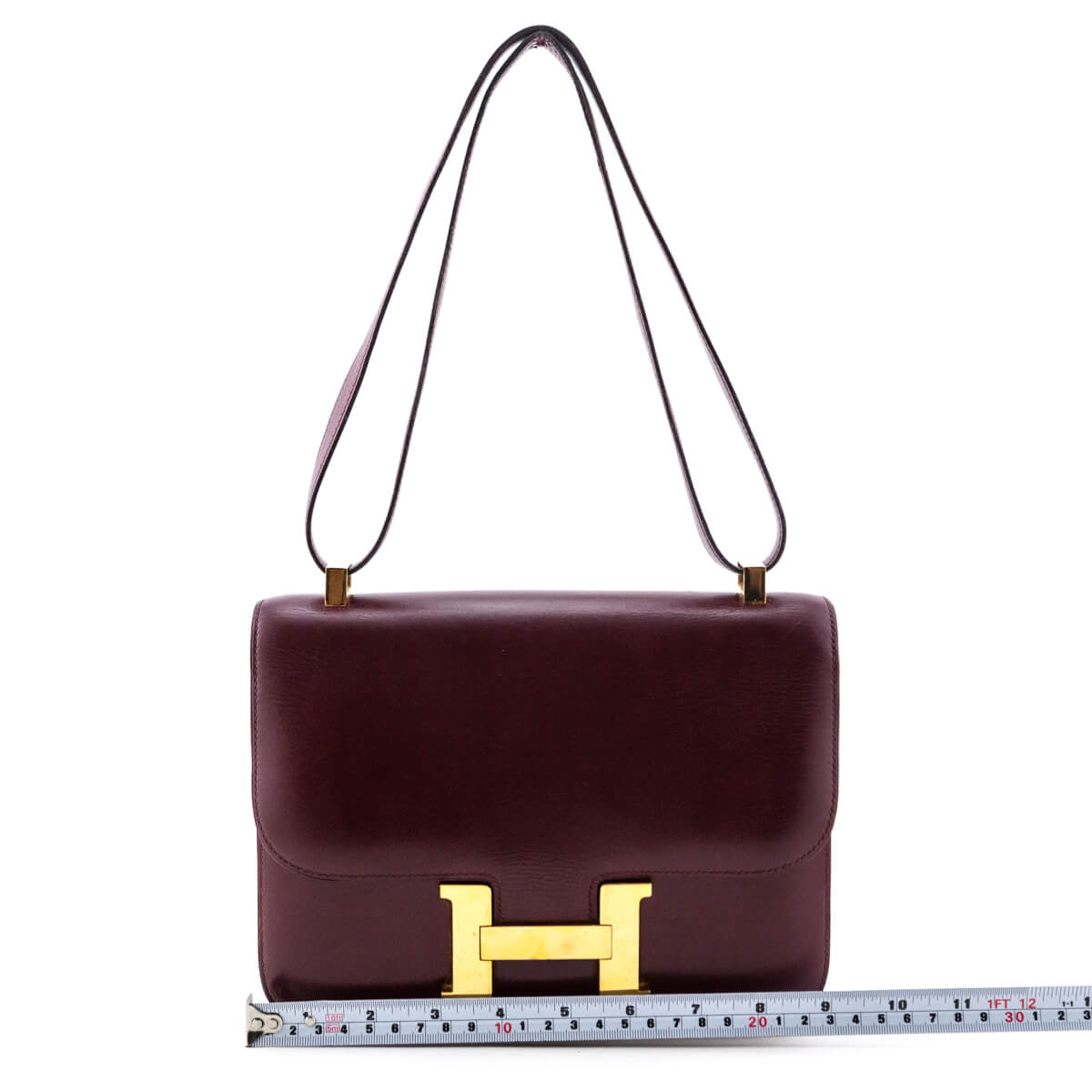 Hermès Red H Box Calf Vintage Constance 23