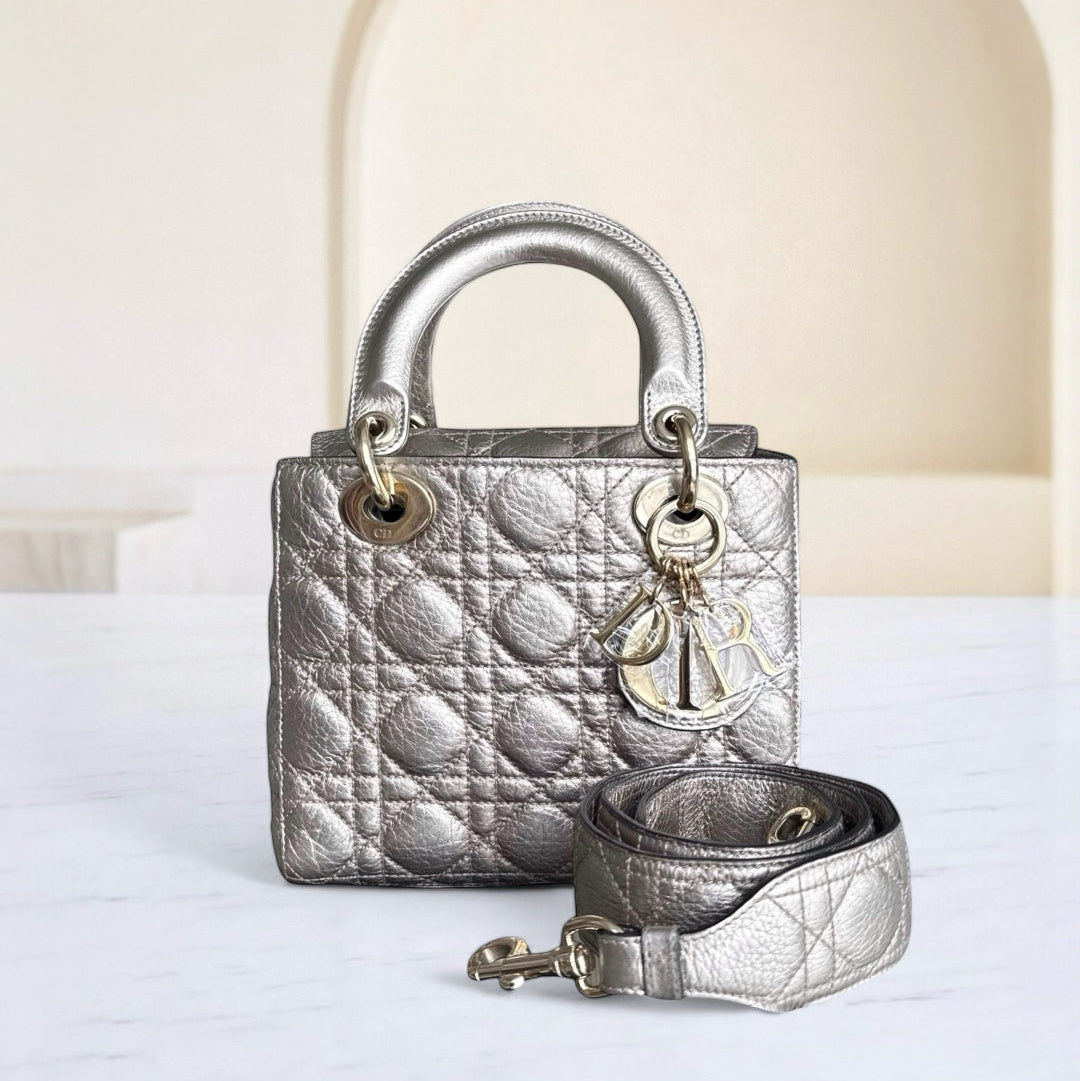 Kovancy Lady Petit - Cuir de veau doré Cannage, accessoires dorés