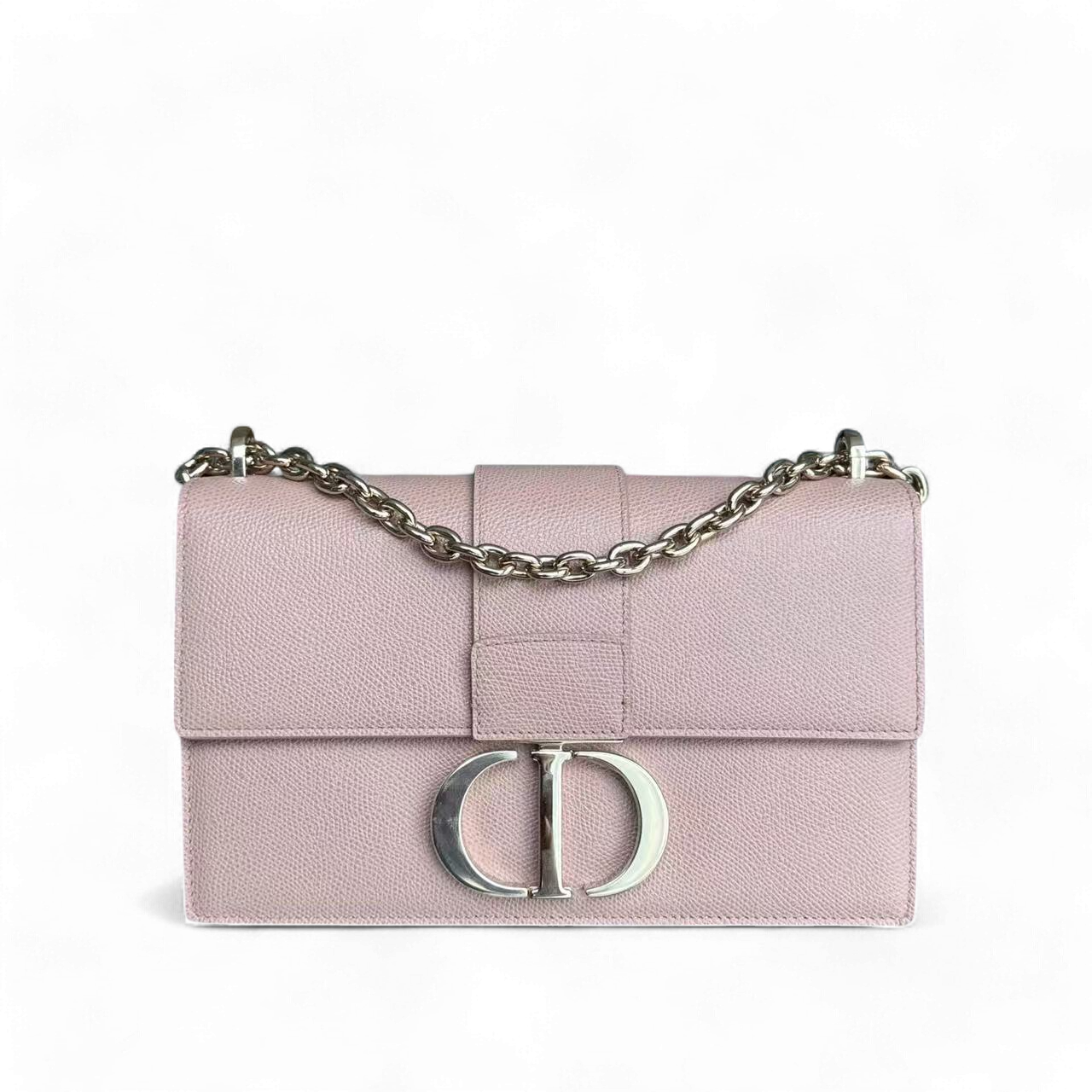 Kovancy Sac Chaine 30 Montaigne - Cuir de Veau Grainé Caviar Nude Rose Accastillage Doré