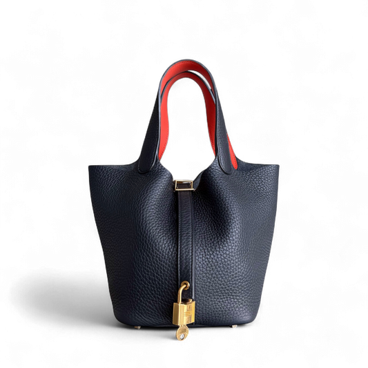 Kovancy Picotin 18 - TC Clémence Cuir Bleu Nuit Quincaillerie Dorée Estampillé X