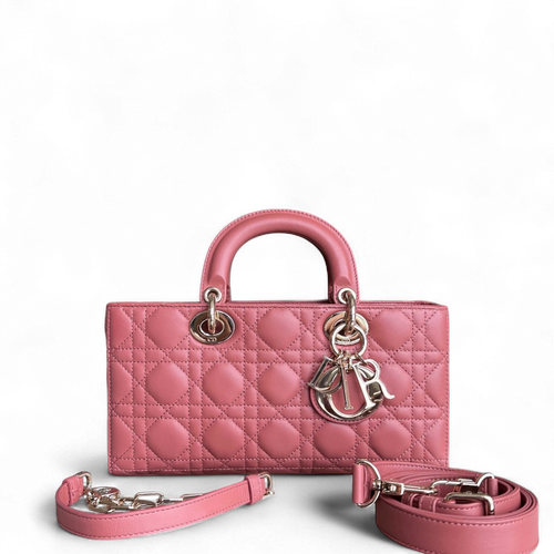 Kovancy D-Joy Medium - Cuir d'agneau Cannage Blush Rose Accastillage doré