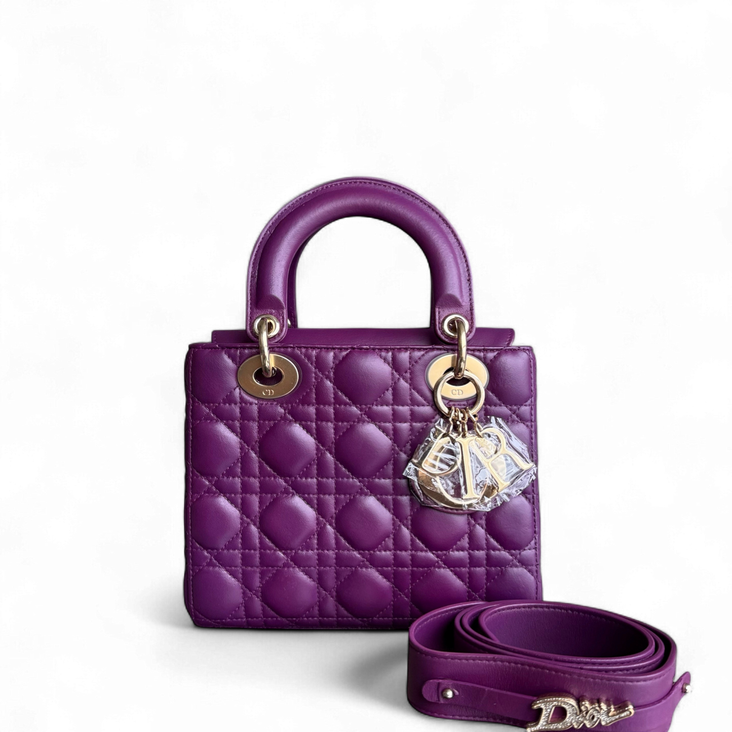 Kovancy Lady Petit ABC - Cuir d'agneau Cannage violet et matériel doré MyABC