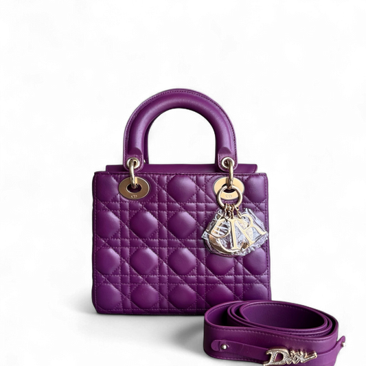 Kovancy Lady Petit ABC - Cuir d'agneau Cannage violet et matériel doré MyABC