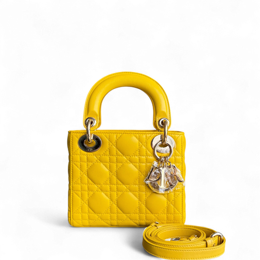 Kovancy Lady Mini - Cuir d'agneau Cannage, détails en or jaune, bandoulière ajustable