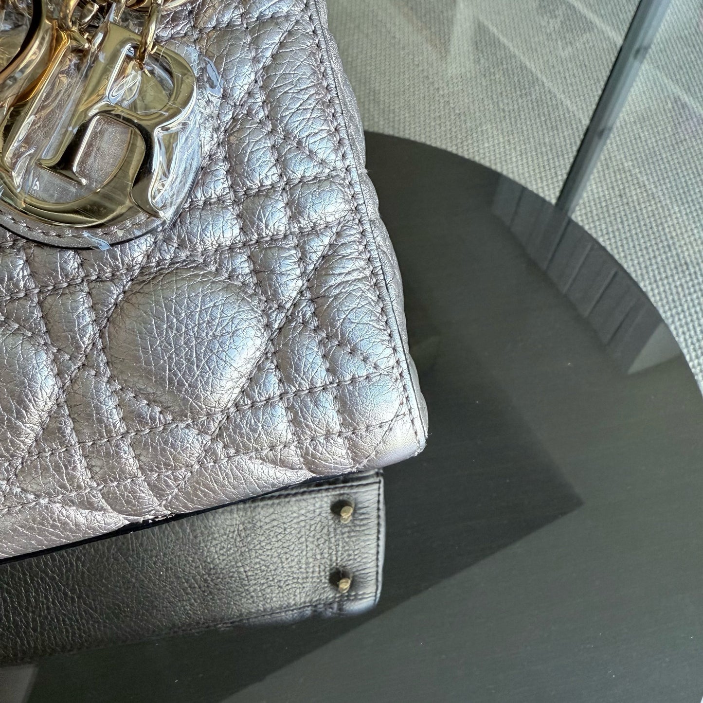 DIO Lady Mini - Rose Gold Metallic Cannage Calfskin