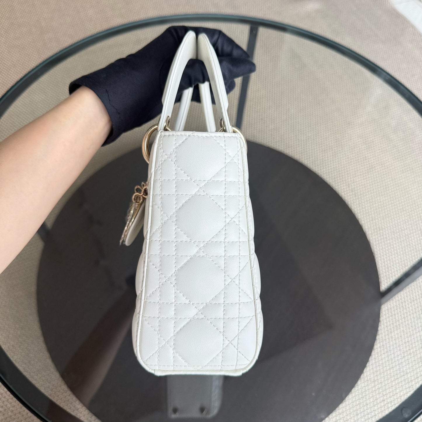DIO Lady Petit ABC - White Cannage lambskin, gold-finish hardware MyABC