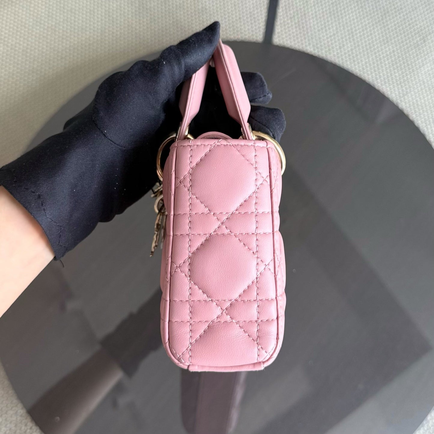 DIO Lady Petit D-Joy flap bag - Pink Cannage lambskin and gold-tone hardware