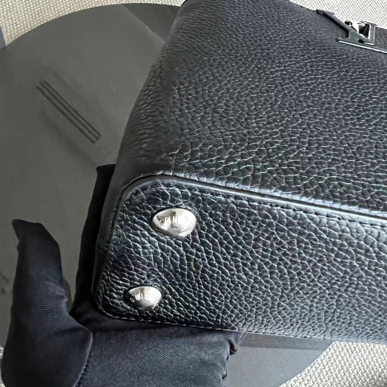 Kovancy Capucines BB Cuir de veau grainé Noir Quincaillerie argentée