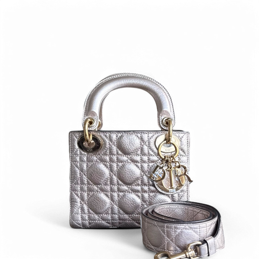 Kovancy Lady Mini - Cuir de veau Cannage Métallisé Or Rose