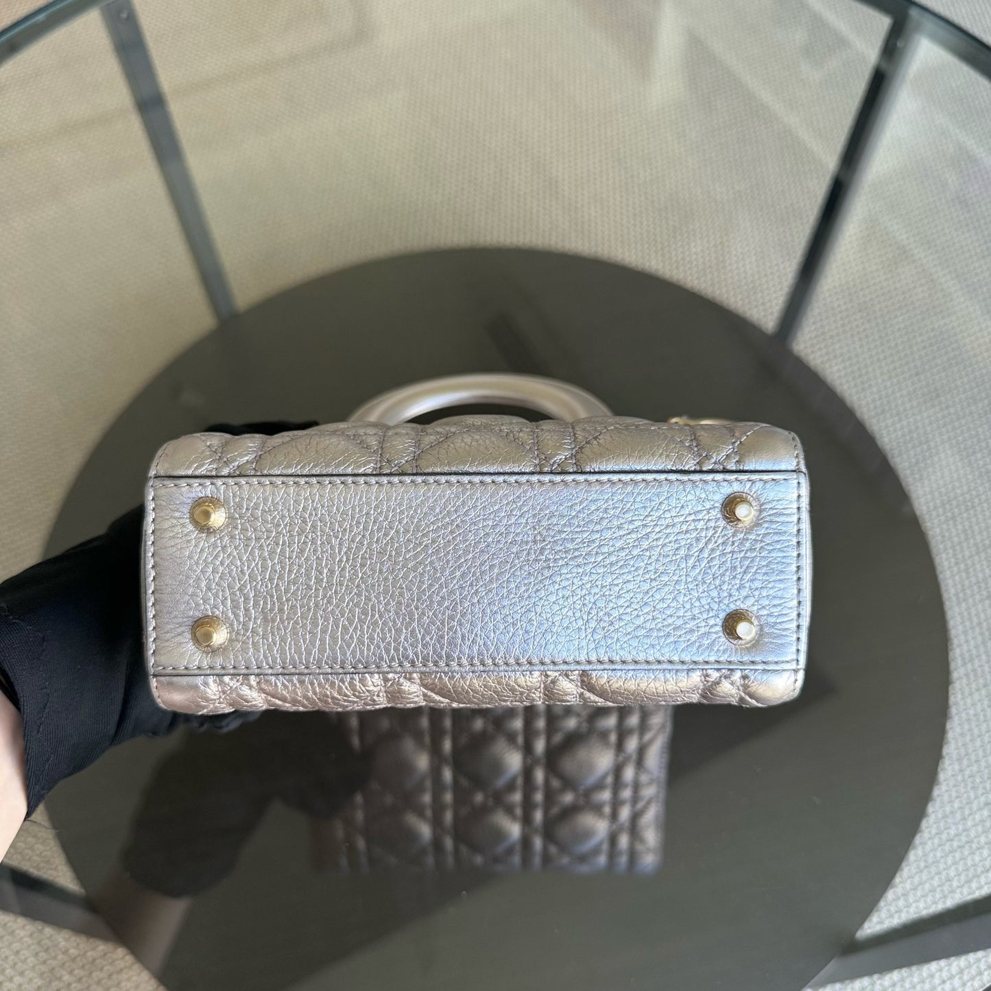 DIO Lady Mini - Rose Gold Metallic Cannage Calfskin