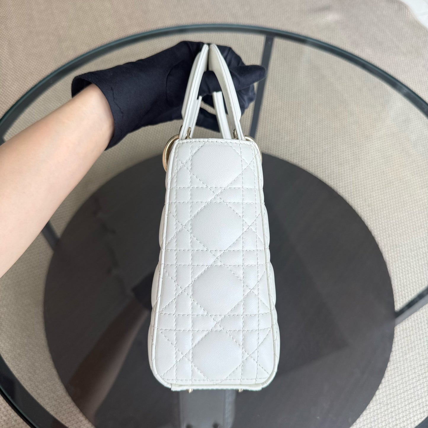 DIO Lady Petit ABC - White Cannage lambskin, gold-finish hardware MyABC
