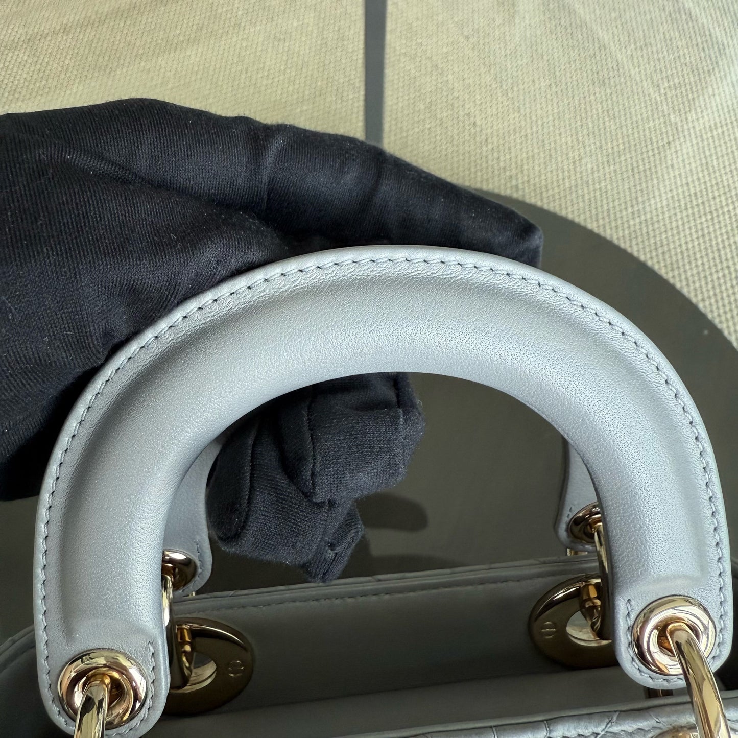 Kovancy Lady Mini - Sangle chaîne en cuir d'agneau Cannage avec quincaillerie argentée et dorée