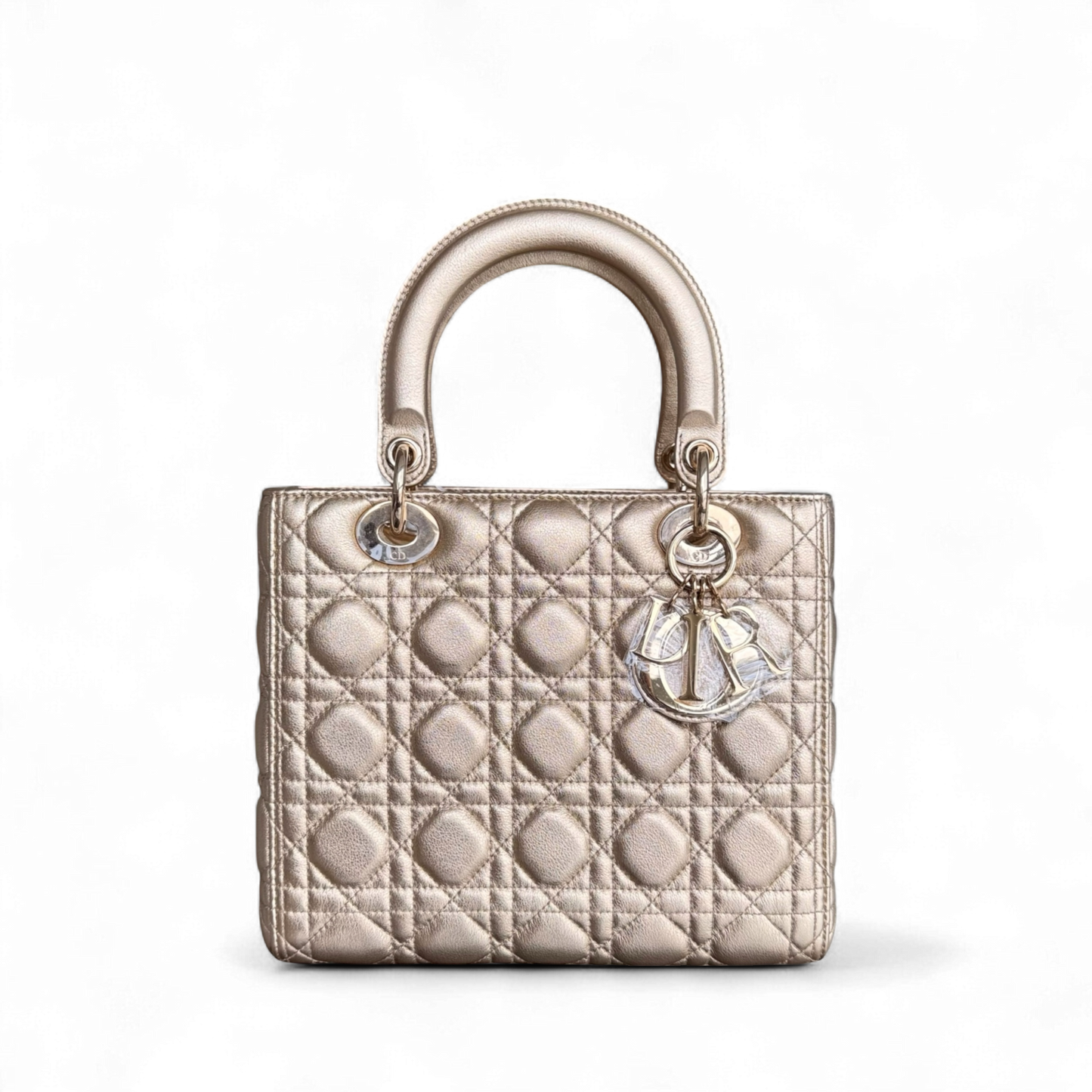 Kovancy Lady Moyen - Cuir de veau doré Cannage, accessoires dorés, sans sangle